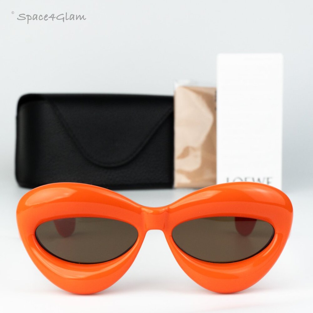 Loewe Men Sunglasses Orange Brown Cat Eye LW40097I INFLATED 42E NEW AUTHENTIC